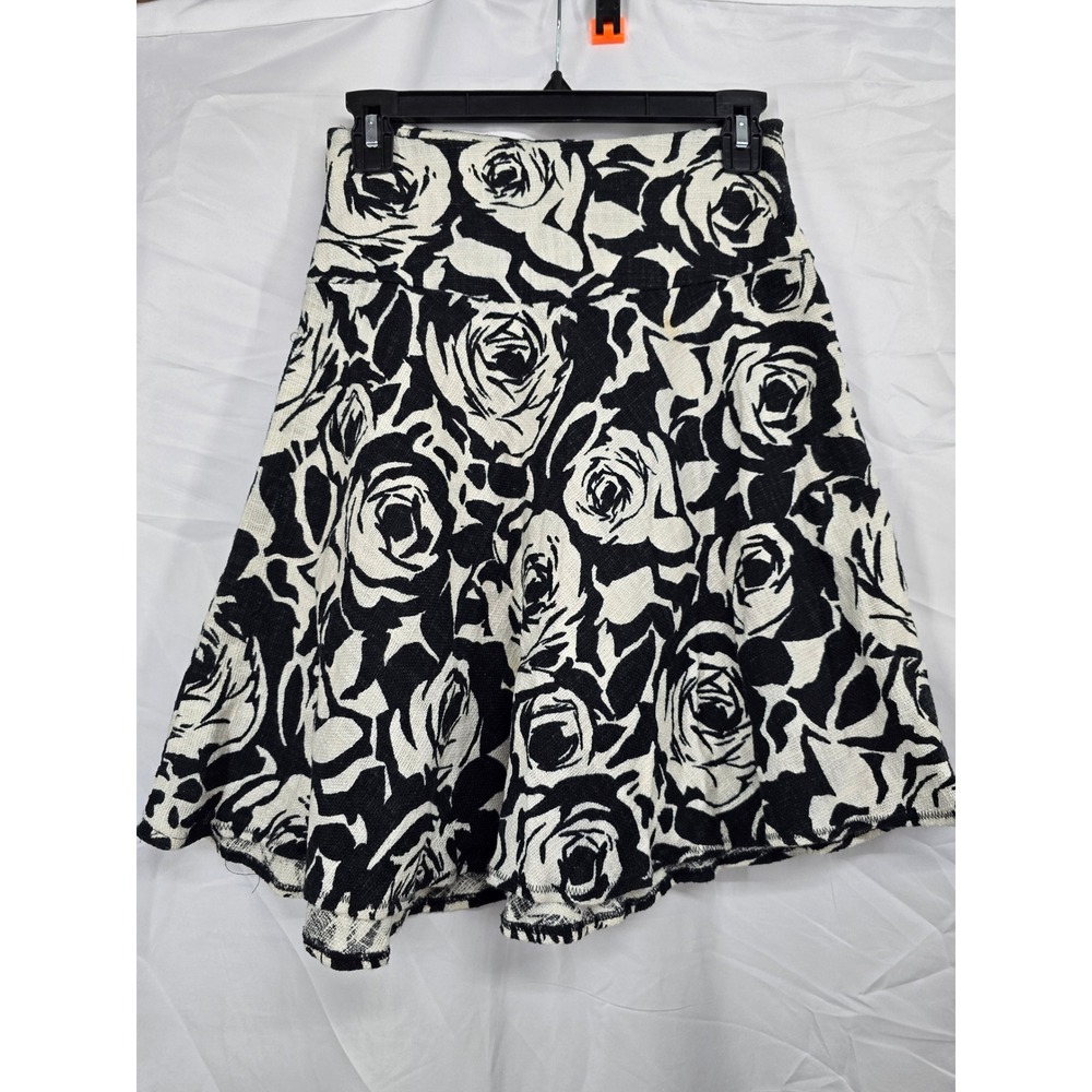 The Limited Womens Black‎ White Floral Rose Print A-Line Skirt Size 0 High Waist